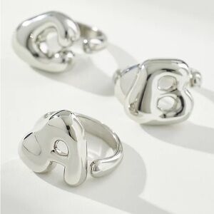 Anthropologie N Silver Bubble Monogram Ring